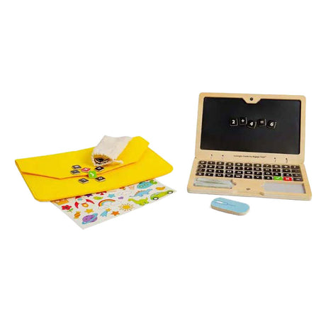 Bigjigs trælegetøjs laptop sæt, 95 dele.