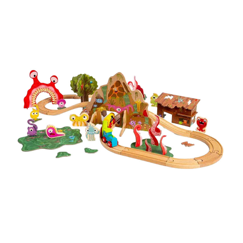Bigjigs monstertogsæt i træ, 50 stk.