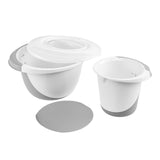 Keeper røreskålsæt anti-skrid med låg og dejskraber 1,5l + 3,5l ã˜18x14cm ã˜27x15cm nordic grey