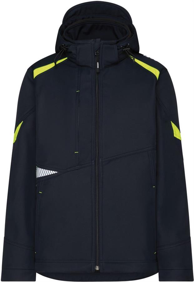 Dassy softshell kalama polyester natblå fluorescerende gul xl