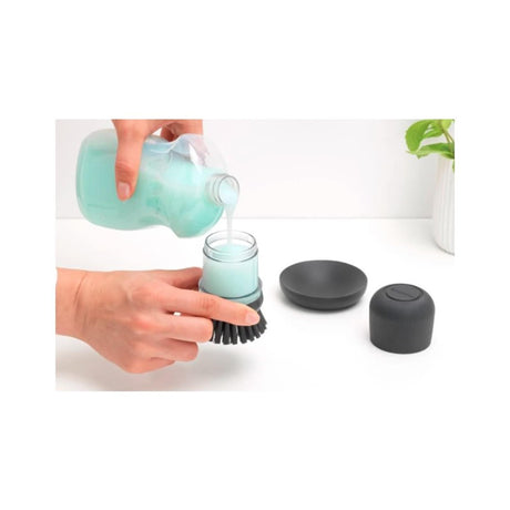 Brabantia opvaskebørste til vask - med sæbedispenser - mørkegrå