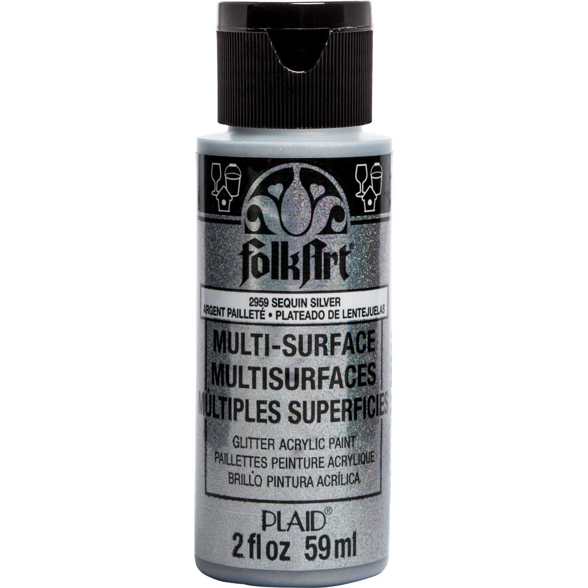 Folkart • multi-surface glitter pailletter sølv 59ml