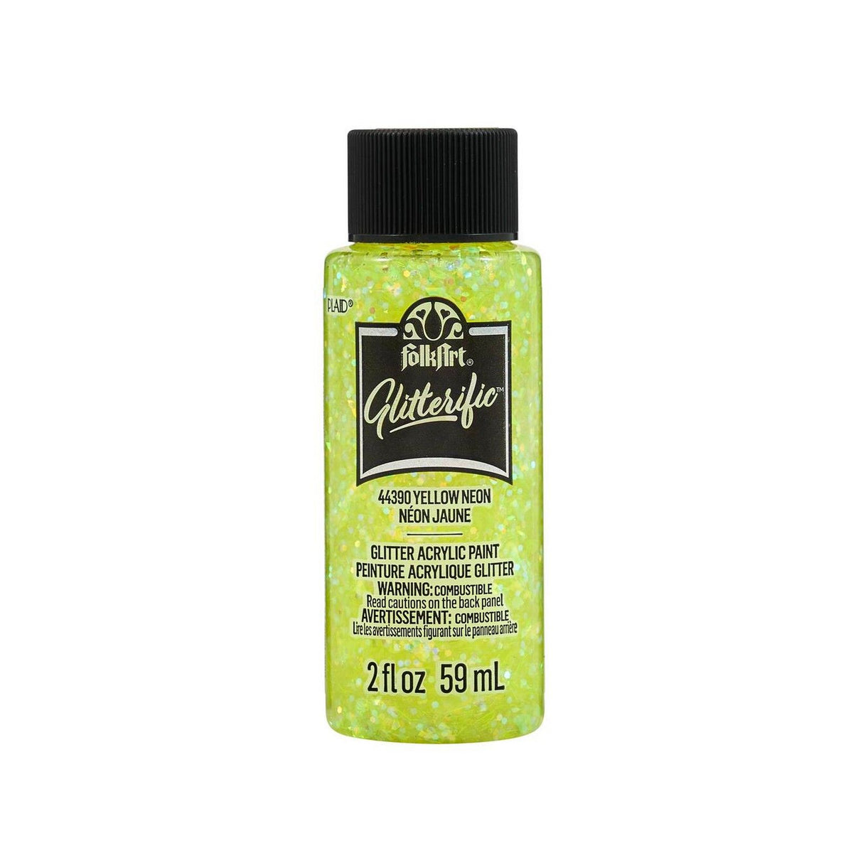 Folkart • glitrende akrylmaling neongul 59ml