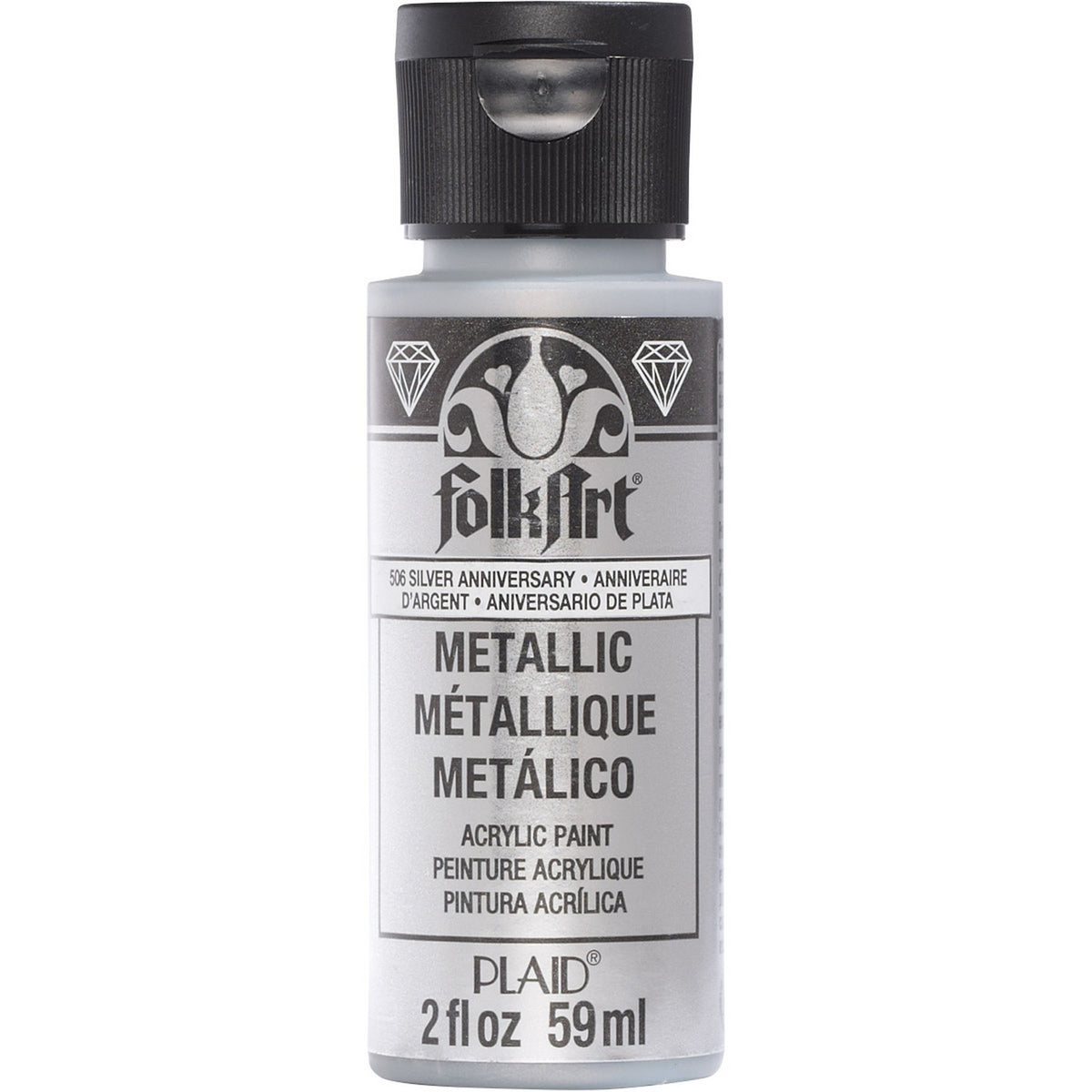 Folkart • metallisk akrylmaling sølv jubilæum 59ml