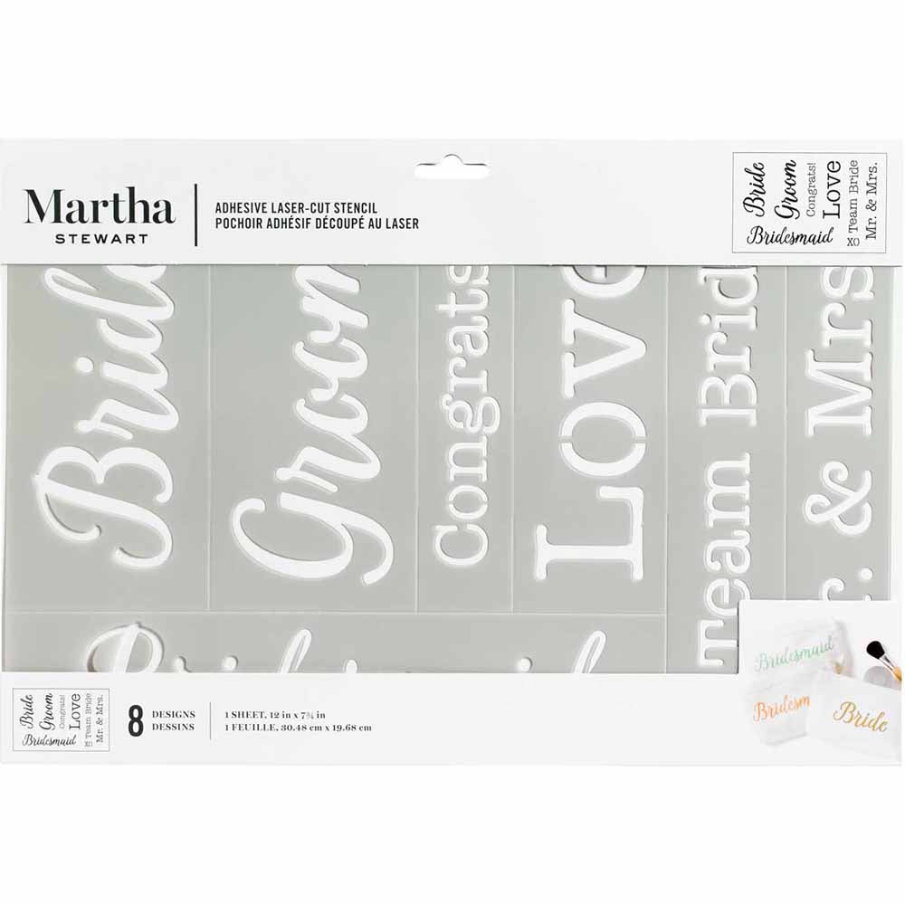Martha stewart • selvklæbende stencil bryllup sætninger x1