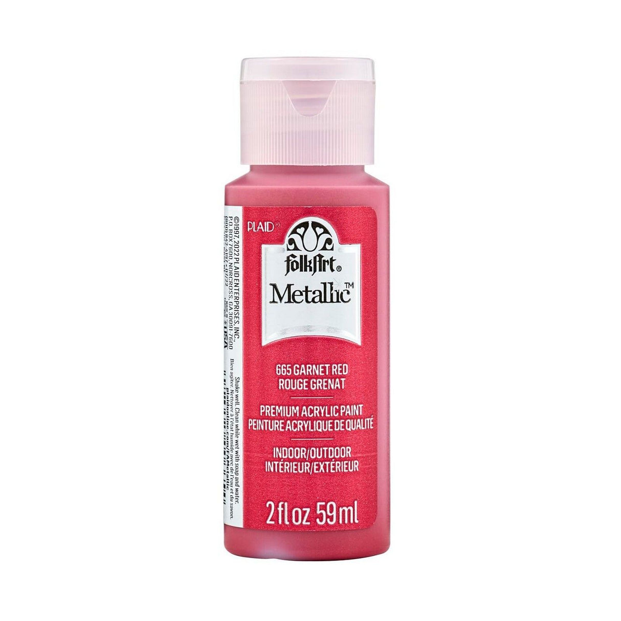 Folkart • metallisk akrylmaling granatrød 59ml