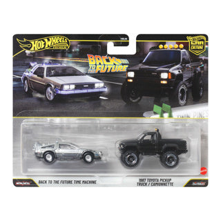 Hot Wheels Premium Car Culture sæt med 2 - Back to the Future Time Machine og 1987 Toyota Pickup Truck