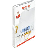 Westmark digital køkkenvægt med tarafunktion, vejeområde op til 5 kg, glasvejeflade, 23 x 18 x 1,8, matteret glas, elegance, hvid transparent, 30332260