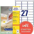 Aftagelige etiketter avery l4737rev-100