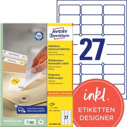 Aftagelige etiketter avery l4737rev-100
