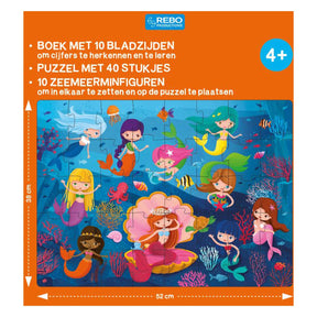 Rebo forlags bog, puslespil + 10 figurer - havfrue