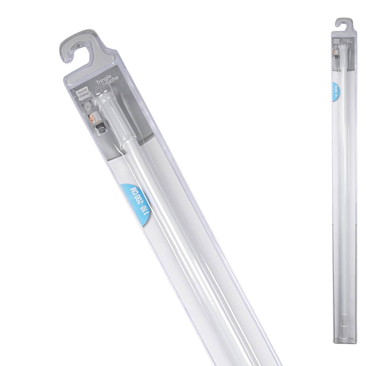 Wicotex brusestang aluminium 110-200cm hvid