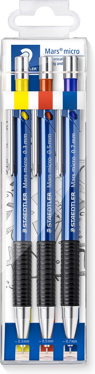 Staedtler - mars micro fine blyholder - sæt 0,3-0,5-0,7