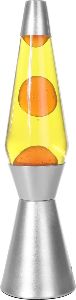 I-total lavalampe - lavalampe - humørlampe - 40x11 cm - glasaluminium - 30w - gul med orange lava - sølvgrå - xl1786