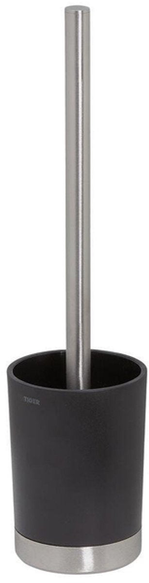 Tiger tune - toiletbørste med fritstående holder - børstet sort rustfrit stål