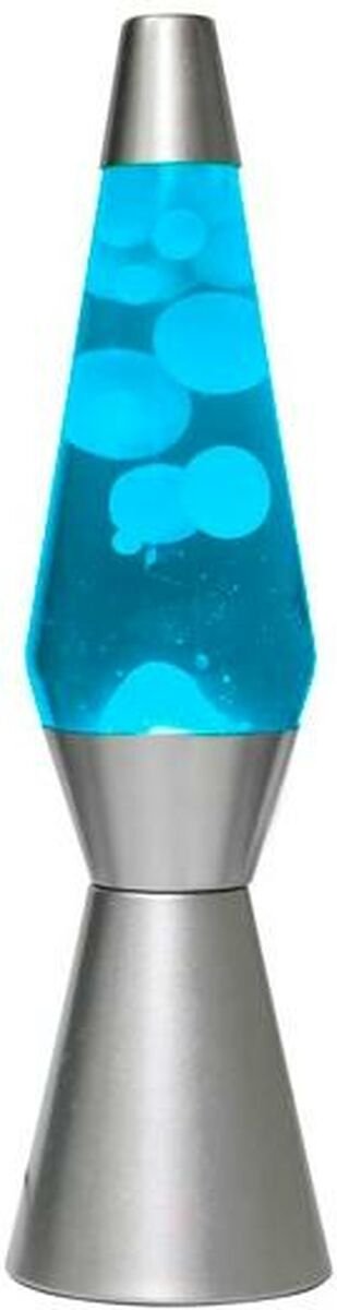 I-total lava lampe raket - blå med hvid lava - 40 x 11 cm - glas aluminium -