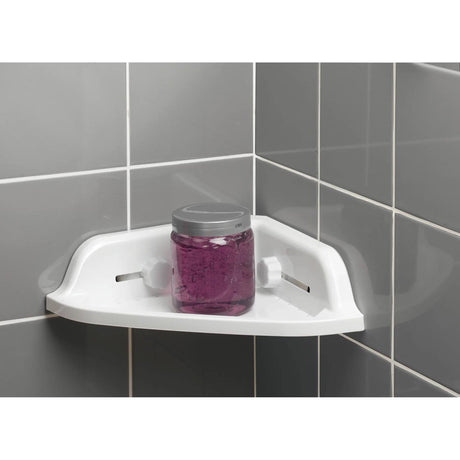 Douceur d'interieur badkamerhoekrek kunststof met 2 zuignappen wit 25x25x7cm
