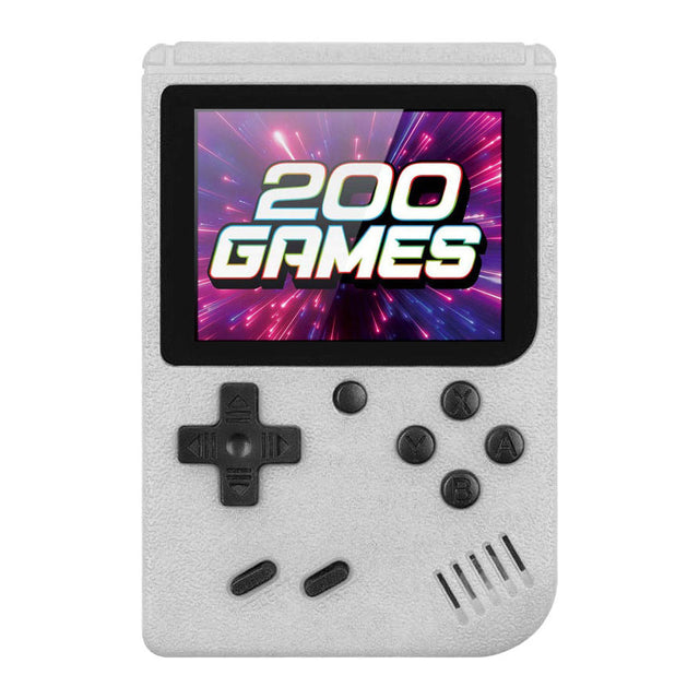 Gamebox - bærbar spillekonsol med 200 spil - hvid