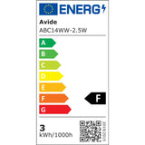 Avide LED stearinlyslampe 2,5w, E14 fitting, 3000 kelvin varm hvid, 250 lumen