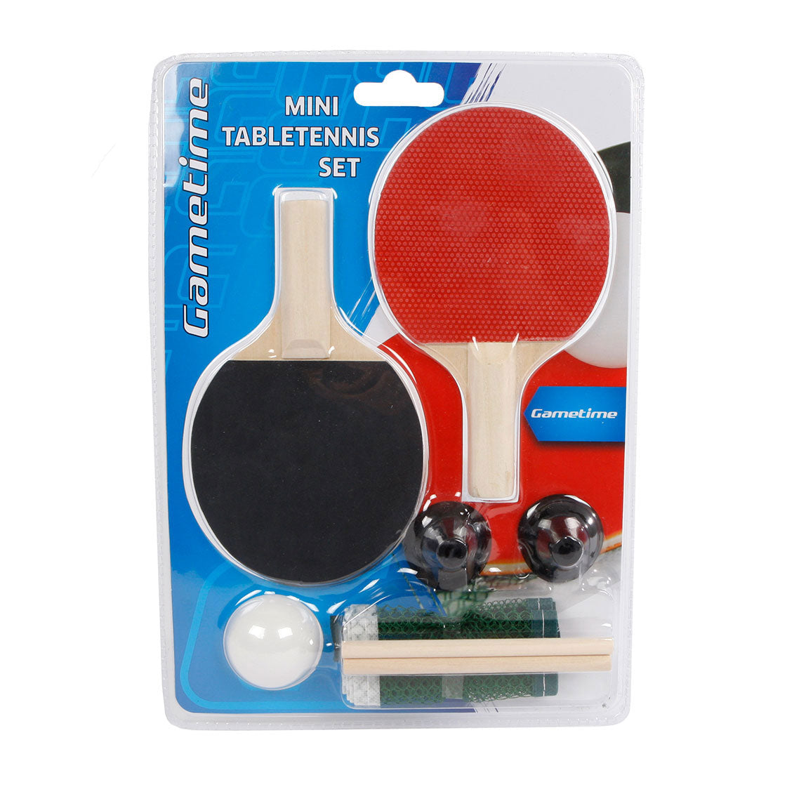 Gametime bordtennissæt mini 16 x 9 cm sort rød 4-delt