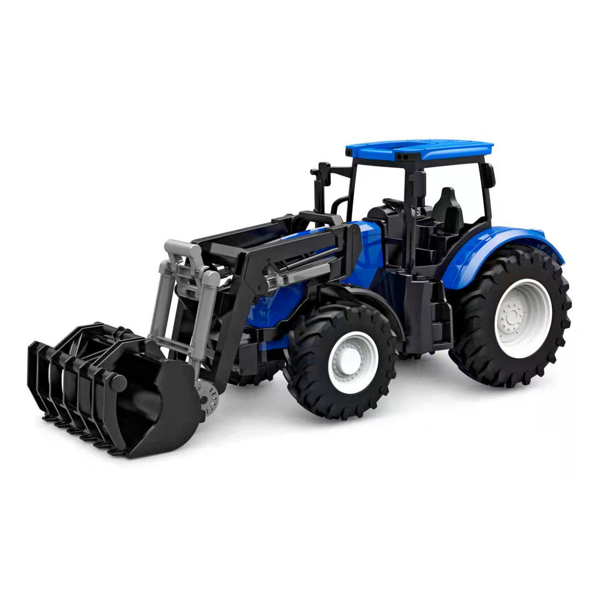 Børneklodetraktor med frontlæsser - blå