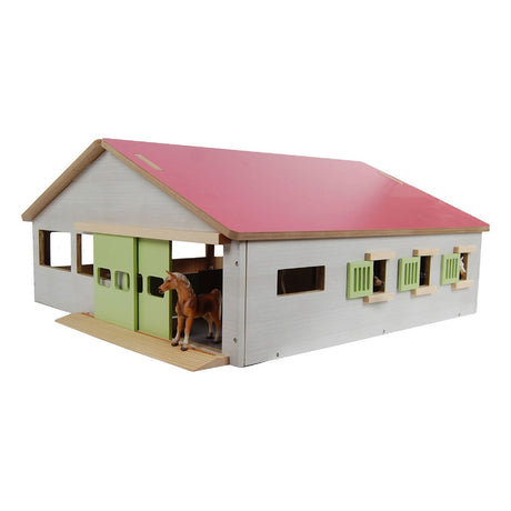 Kids globus hestestald med 3 bokse og indre arena 62,5x54x25cm 1:32 pink