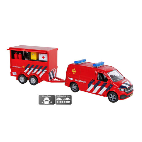 Kids Globe VW Transporter Fire Brigade med trailer