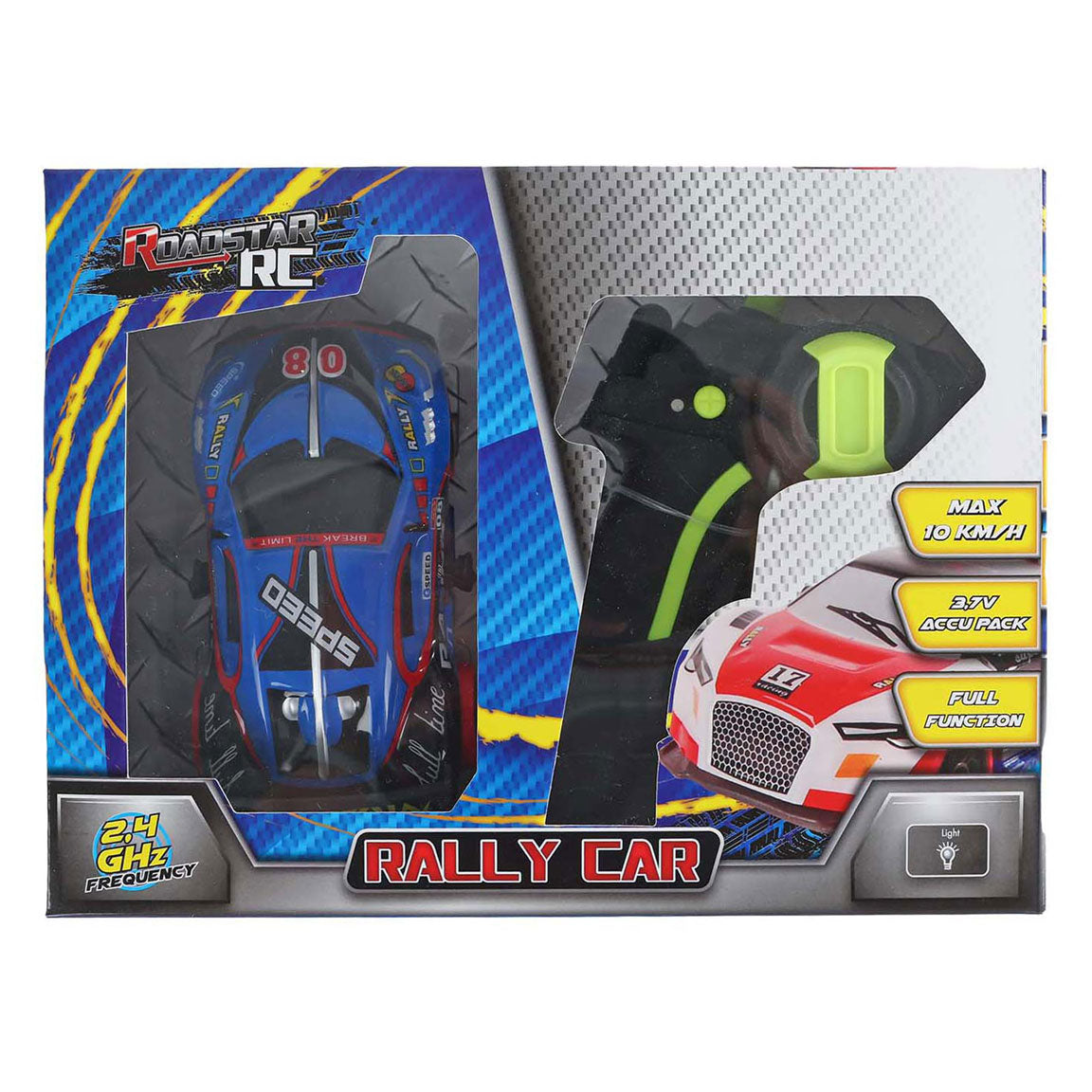 Van Manen Veenendaal BV Roadstar RC styret rallybil med lys 2,4GHz blå, 13cm