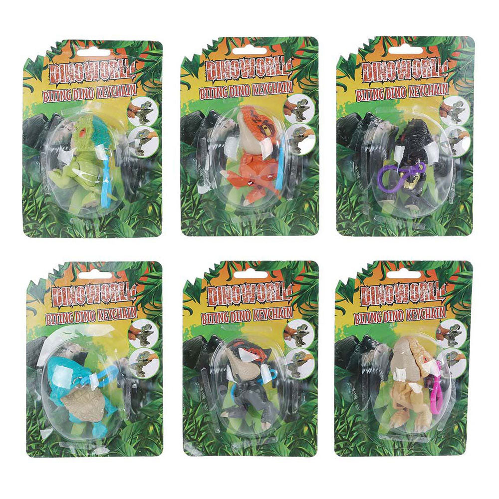 Dinoworld bidende dinosaur nøglering, 12 cm