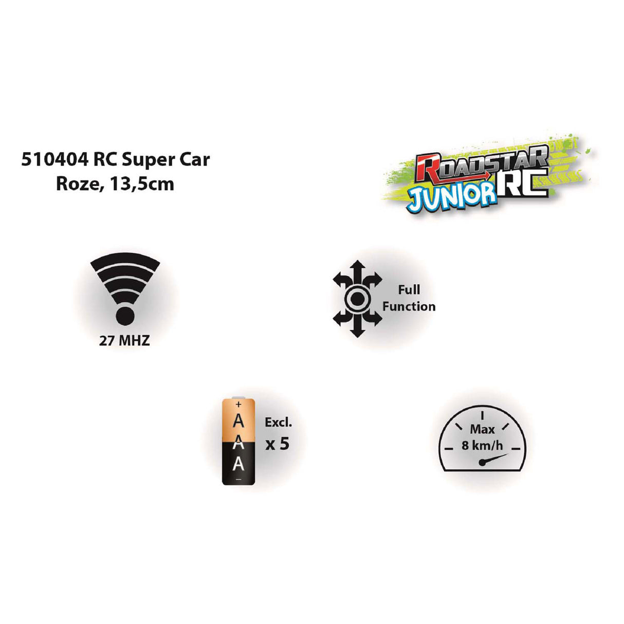 Roadstar rc bil 27mhz pink 13,5cm