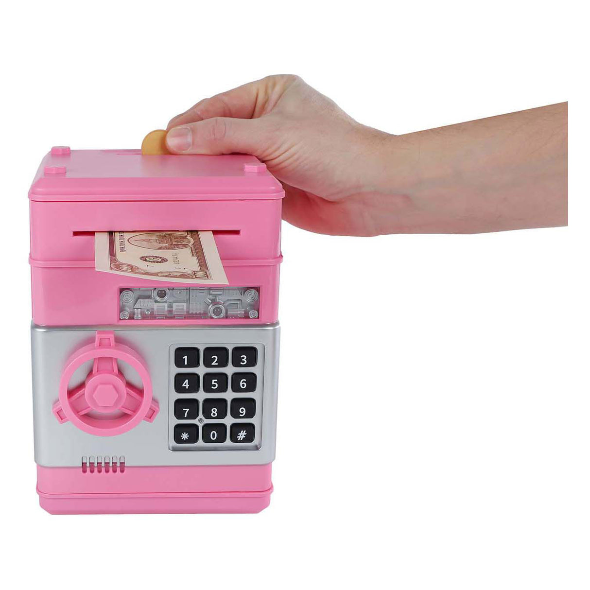 Van manen pengesikkert legetøj med hemmelig kode pink 19,5cm.