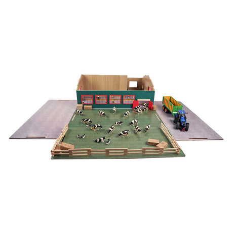 Børnekuglestald med opbevaring og græsgang 1:32 75x68x28cm