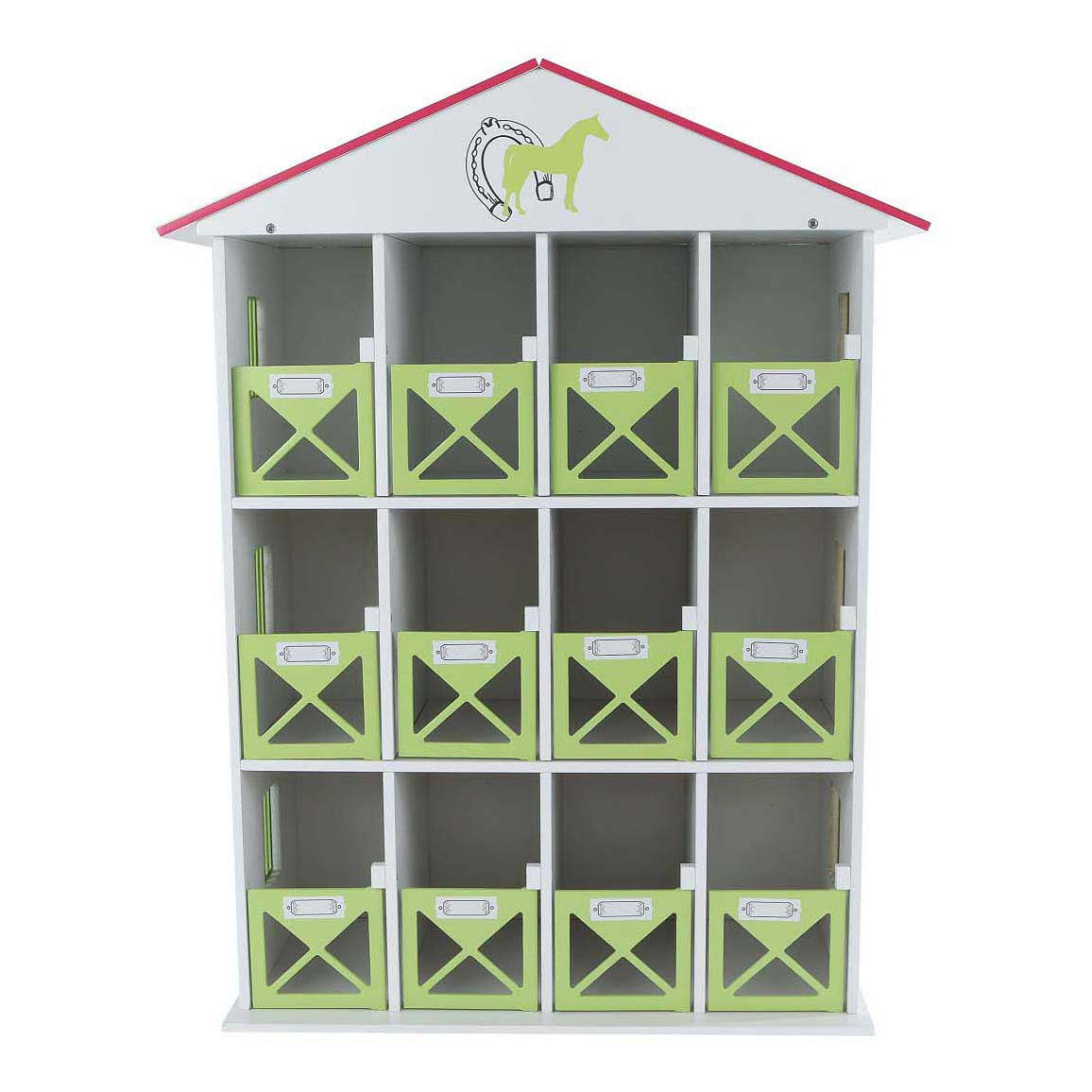 Børneklode hestestaldhotel med 12 bokse 1:24 19x41x53cm