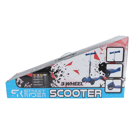 Street rider 3-hjulet scooter med justerbart styr abec 7 blå