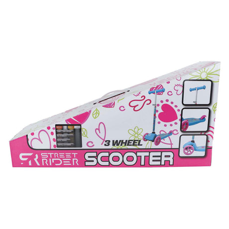 Street rider 3-hjulet scooter med justerbart styr abec 7 pink