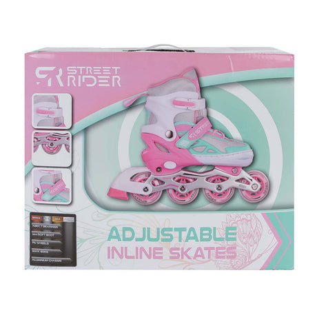Street rider rulleskøjter pink grøn justerbar, størrelse 33-36
