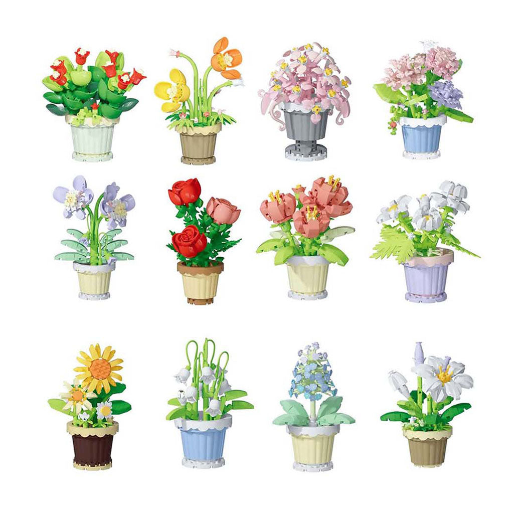 Blomsterbyggesæt plante i potte - 365 stk.