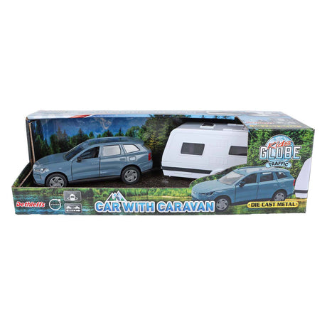 Kids globe volvo ex90 med dethleffs caravan trykstøbt tilbagetræk 30 cm