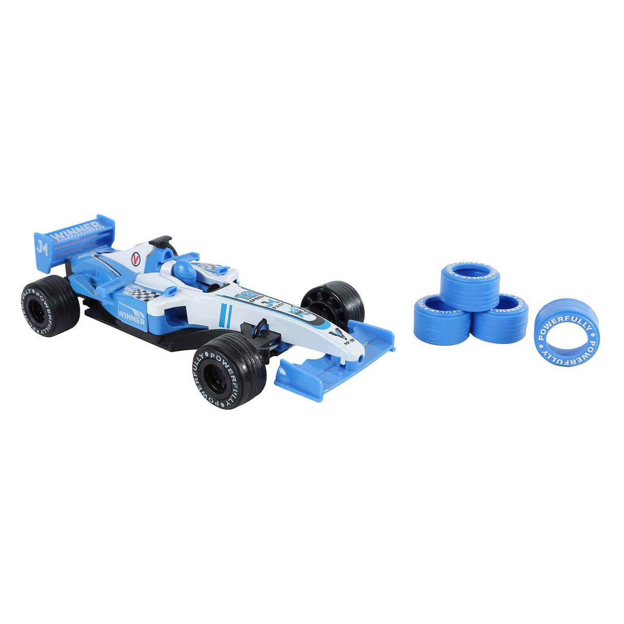 2-play formel racerbil med ekstra dæk trækker tilbage