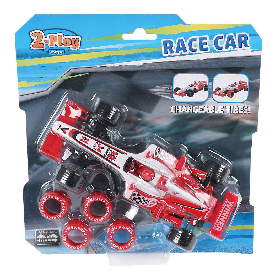 2-play formel racerbil med ekstra dæk trækker tilbage