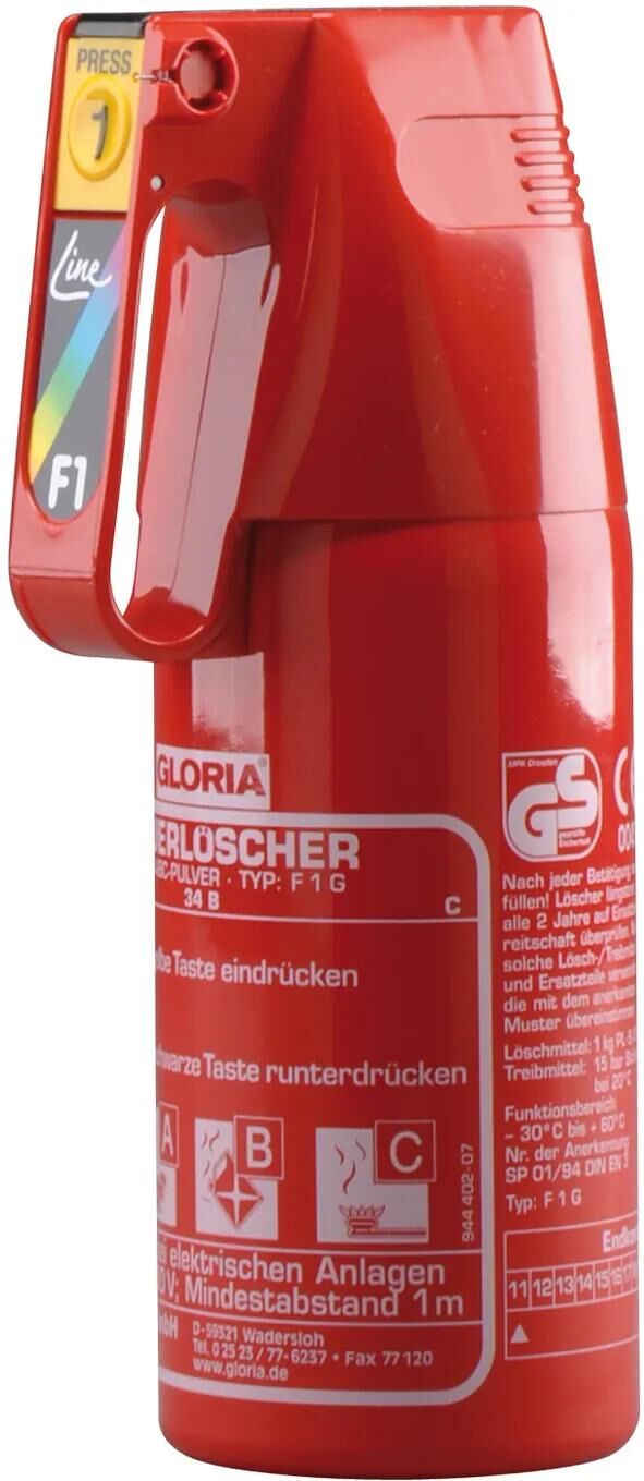 Gloria feuerlöscher easyline ildslukker f1g 1 k abc m.bilbeslag