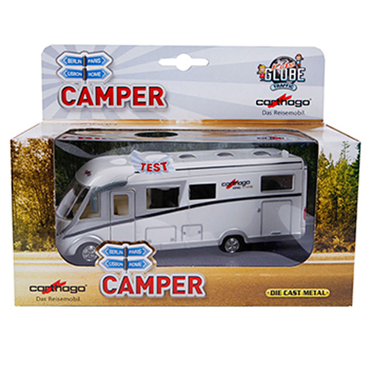 Kids globe trykstøbt carthago autocamper med lys, 16cm