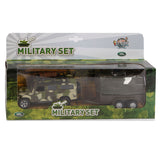 Kids globe land rover med trailer militær trykstøbt pb 27cm