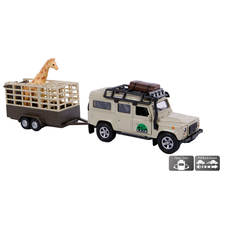 Kids globe land rover forsvarer + giraf trailer