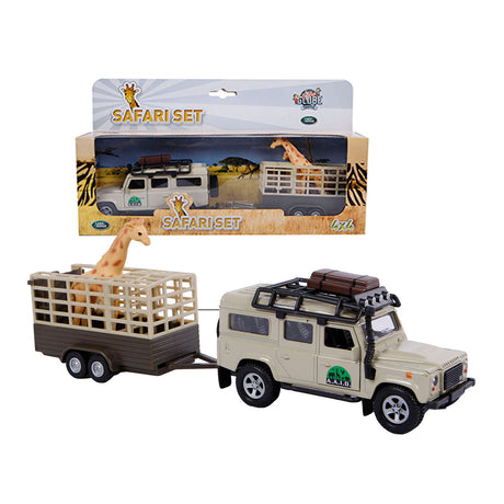 Kids globe land rover forsvarer + giraf trailer