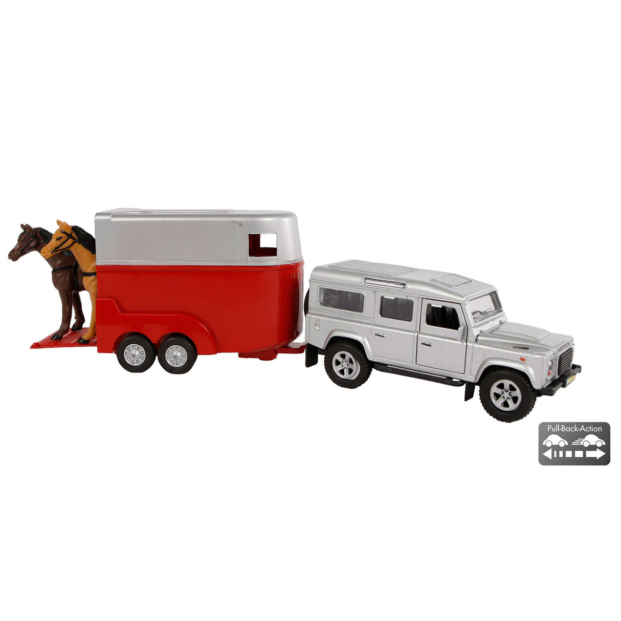 Kids Globe Die Cast Land Rover med hestetrailer 1:32