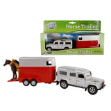 Kids Globe Die Cast Land Rover med hestetrailer 1:32