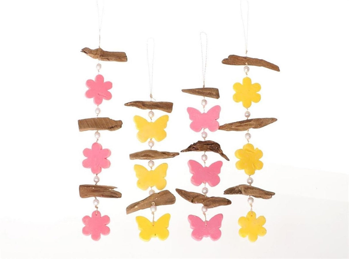 Hbx naturlig levende sæbe guirlande blomster sommerfugl 10x3x4cm gul pink