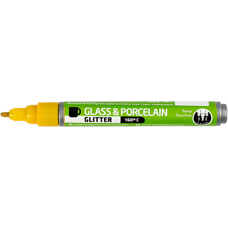Creativ virksomhed https: www.cchobby.nl glas-porcelænsmarkører-glitter-line-thickness-2-4-mm-semi-opaque-yellow-1-piece