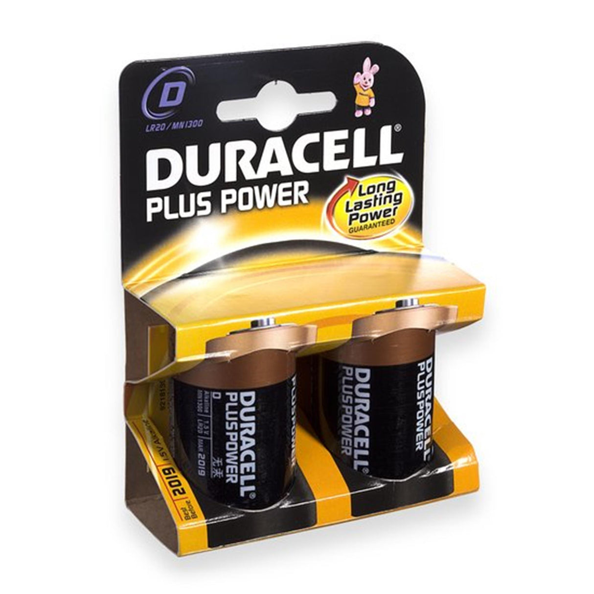 Duracell plus batterier, d, r20 1,5v kort á 2 stk